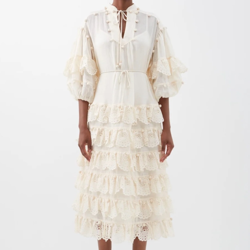 ZIMMERMANN Lyre trim tiered dress